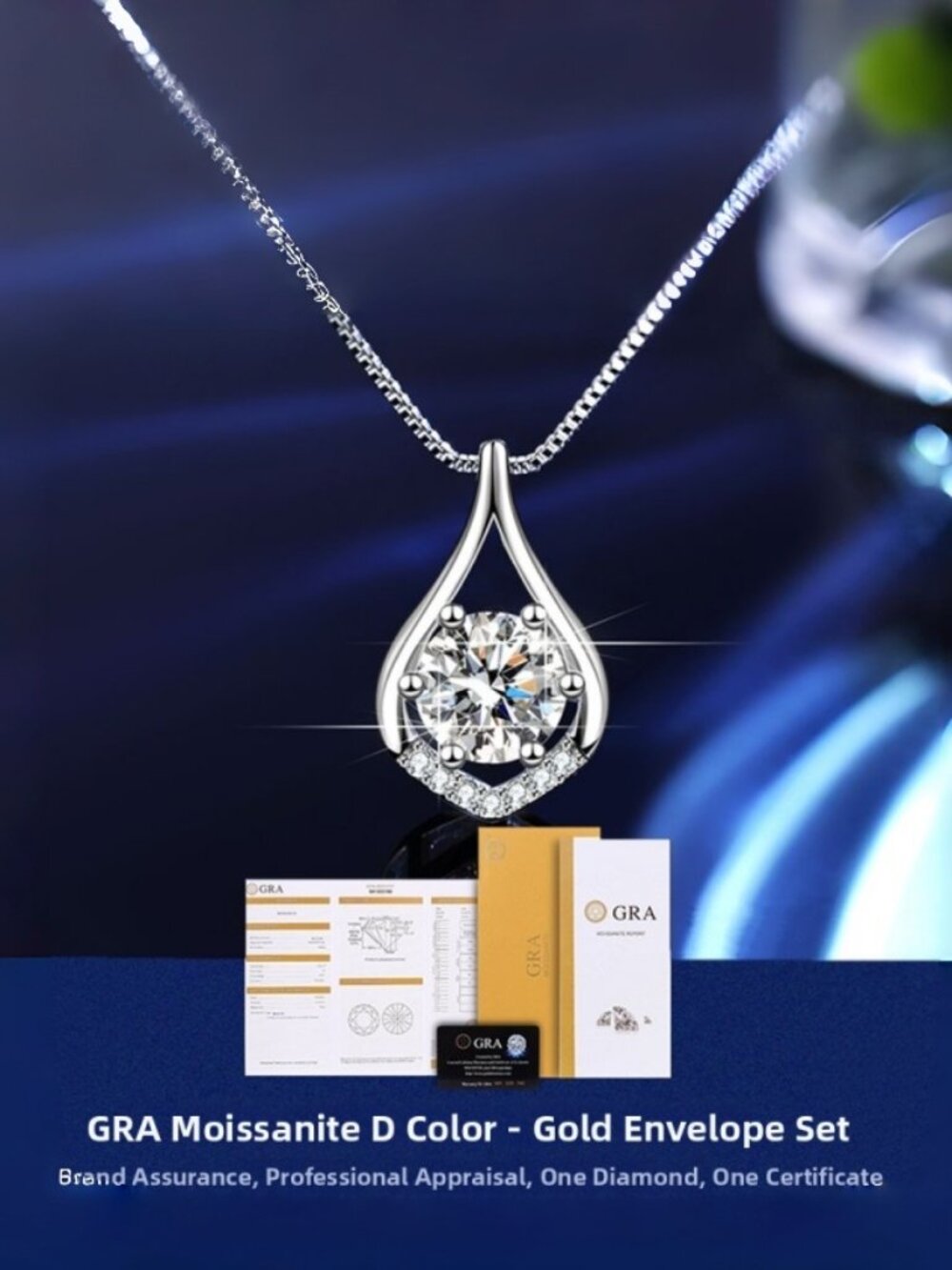 Certified 1ct. t.w. Moissanite Necklaces GRA D Genuine Moissanite For Women